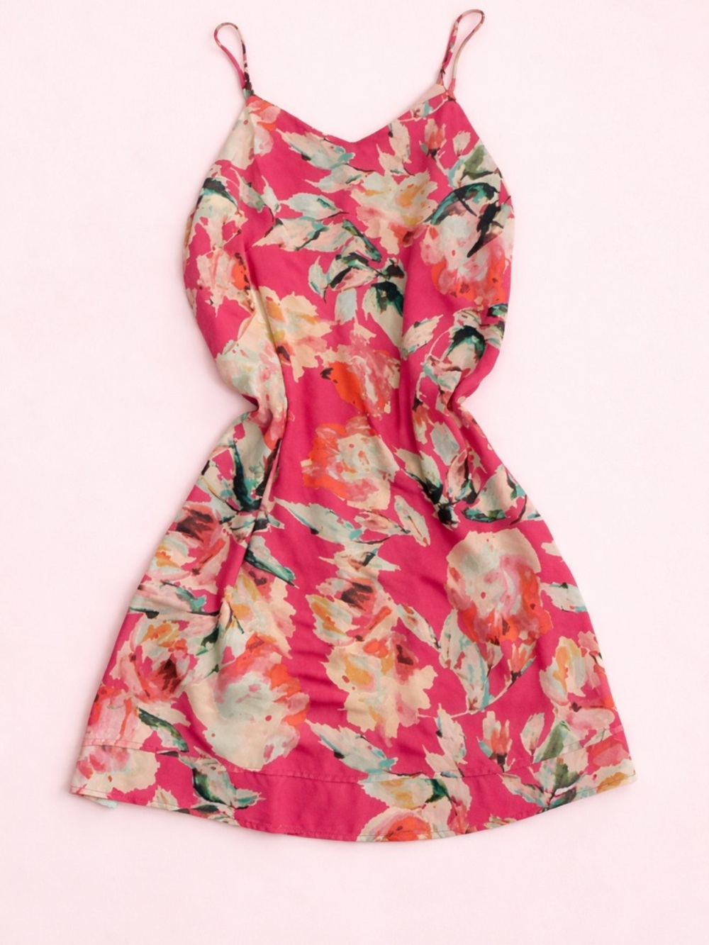 Eight Sixty Pink Floral Spaghetti-Strap Mini Dress